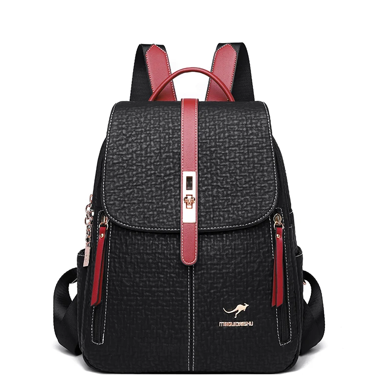 Elegant Women's Leather Backpack - Large Capacity Fashion Rucksack