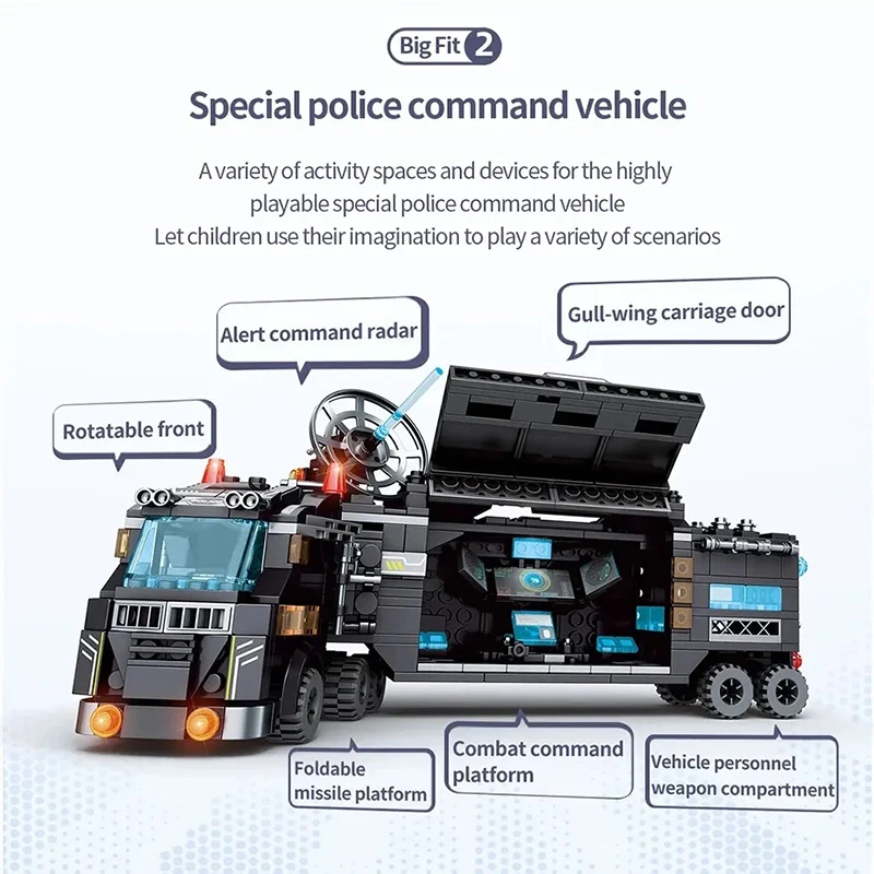 8 in1 Military Police Building Blocks Set Model Car Aircraft Mecha Transform Rob