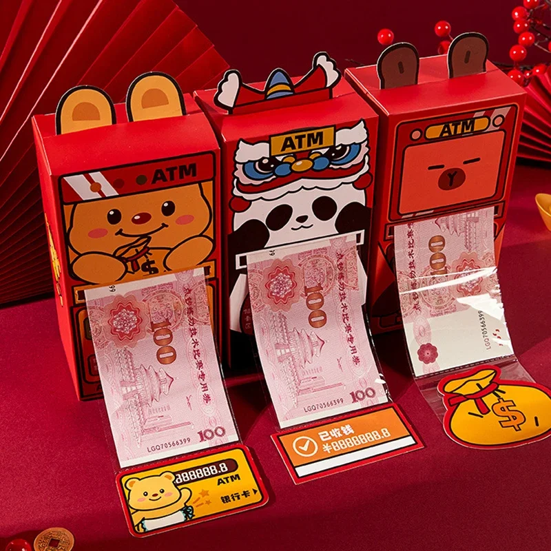 New ATM Red Envelope Year of Snake Red Wallet Hongbao Chinese New Year Money Pouch Pull Drawing Money Gift Envelopes Traditional