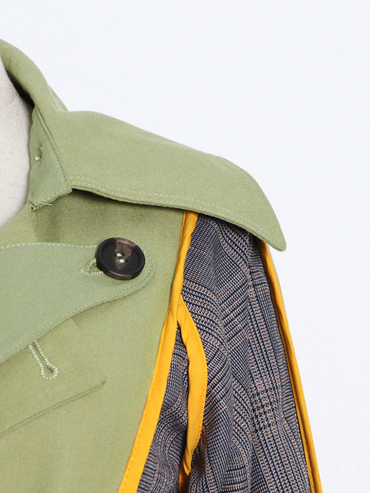 Coats para Feminino Gola de Lapela Emagrecimento com Cinto Chiever Retalhos Xadrez Trench Manga Longa Cintura Alta Feminino Casual Cabolsa Novo 11 Computers & Electronics