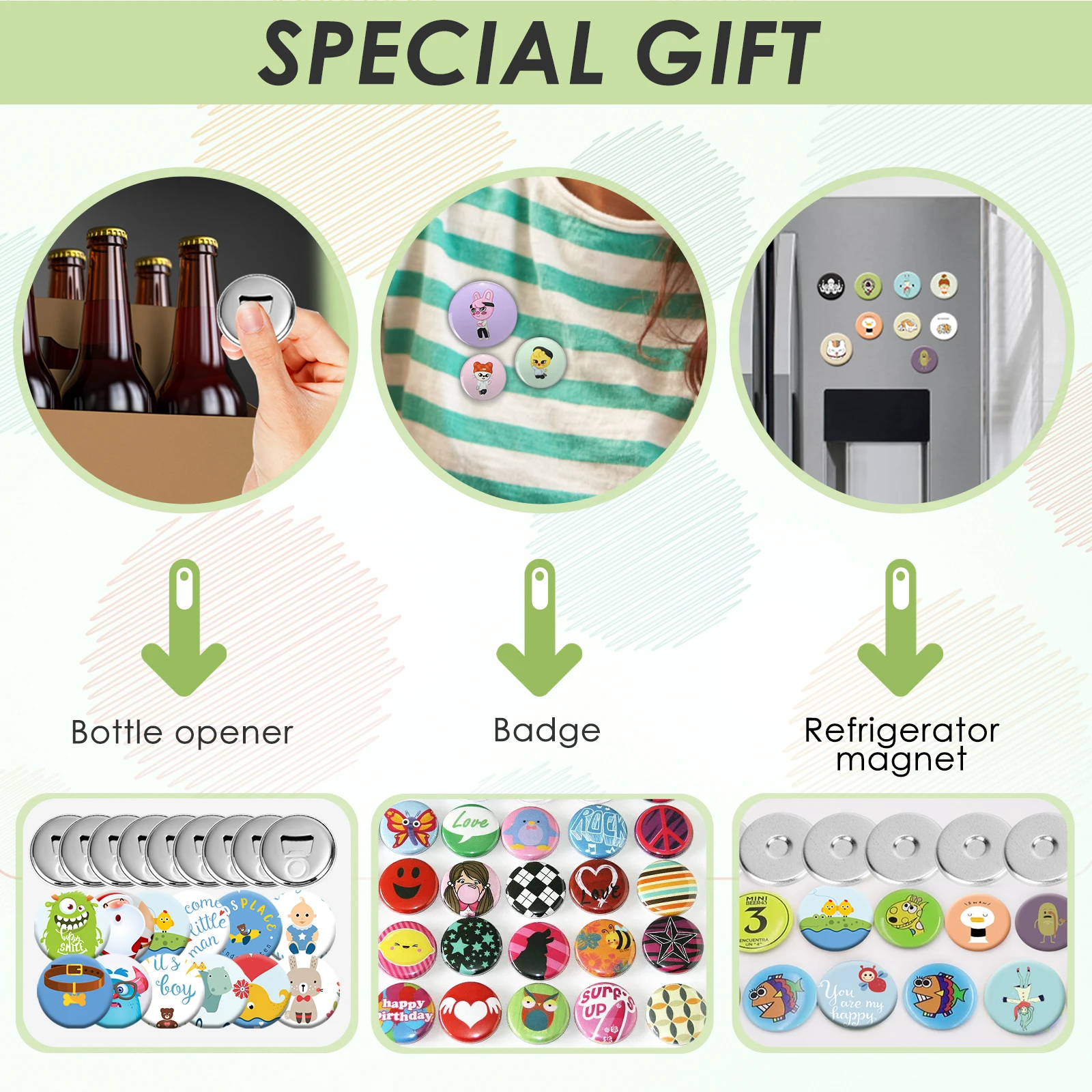 Badge Button Maker Mold,Interchangeable Die Mold, Punching Mold, Slide Rail Button Making, DIY Round Pin, 37mm, 58mm