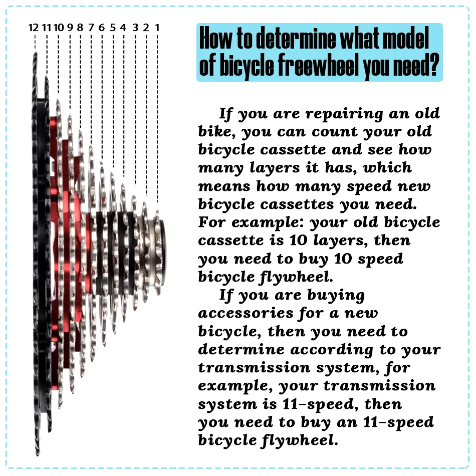 bicycle cassette SUNSHINE Bicycle Cassette 8/9/10/11/12Speed Freewheel 32/36T/40T/42T/46T/50T/52T Sprocket HG Structure Flywheel For SHIMANO/SRAM