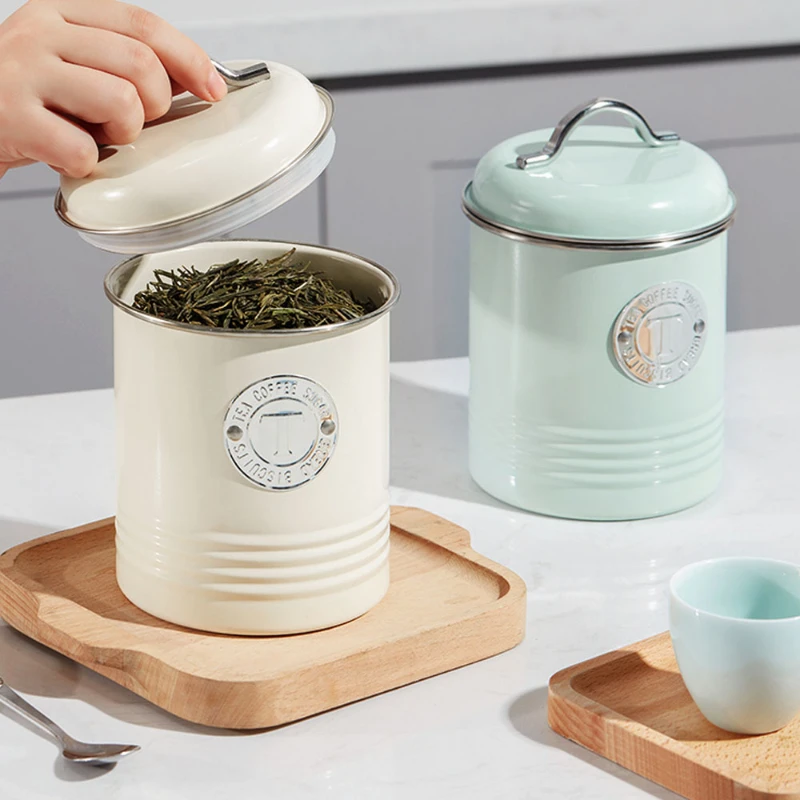 

Металлическая банка для хранения в скандинавском стиле, цвет макарон, кофейные зерна, для гостиной, простой Настольный органайзер для цветов и чая, украшение для дома