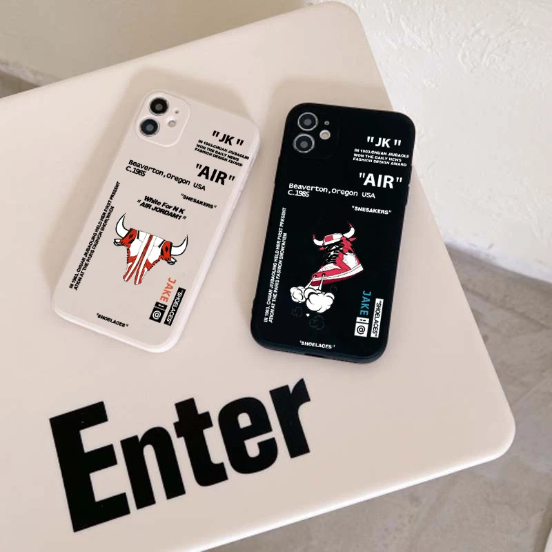 Ins Hot Off Air Sports Shoes Custodia Per Telefono Di Marca Per Iphone 12 11 13Pro M X Xs Max Xr 7 8 Plus Sneakers Etichetta Bianca Cover Posteriore M