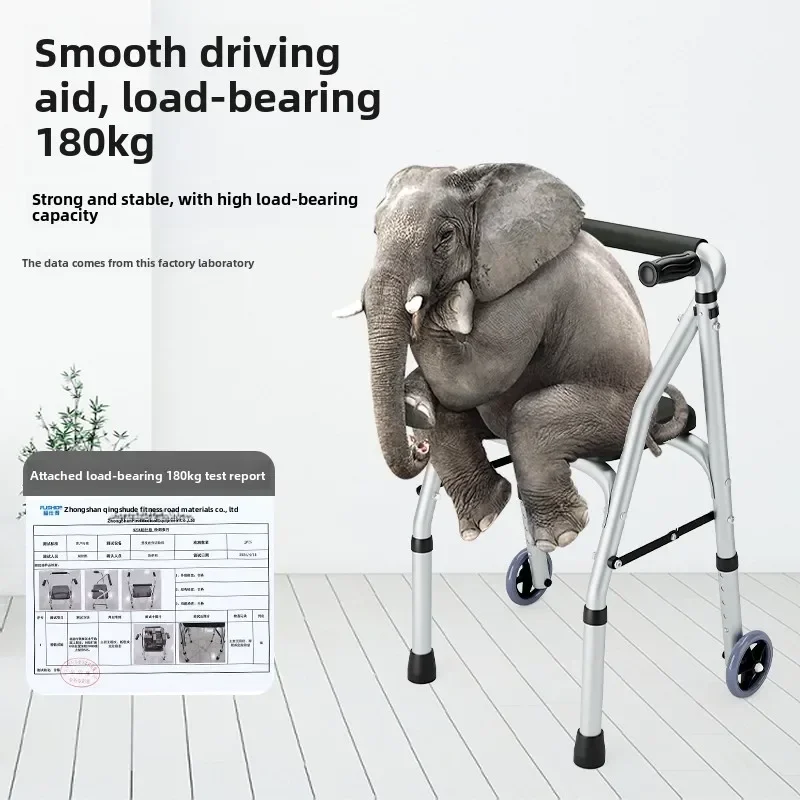 Supportive Walker Aluminum Alloy Elderly Rehabilitation Aid with Wheeled Armrest Mobility Support Walker Walking Stick with Seat