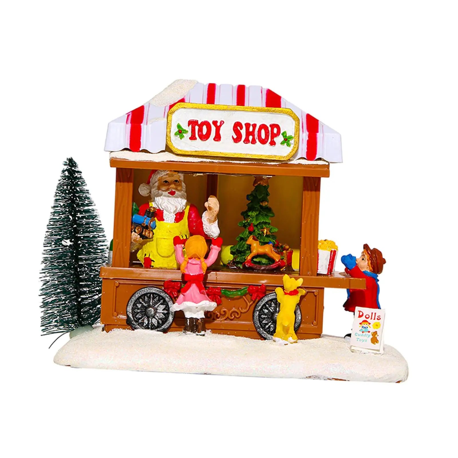 

Christmas Scene Gift with Warm White LED Light 17x11x15cm Christmas Figurines for Office Bedroom Party Living Room