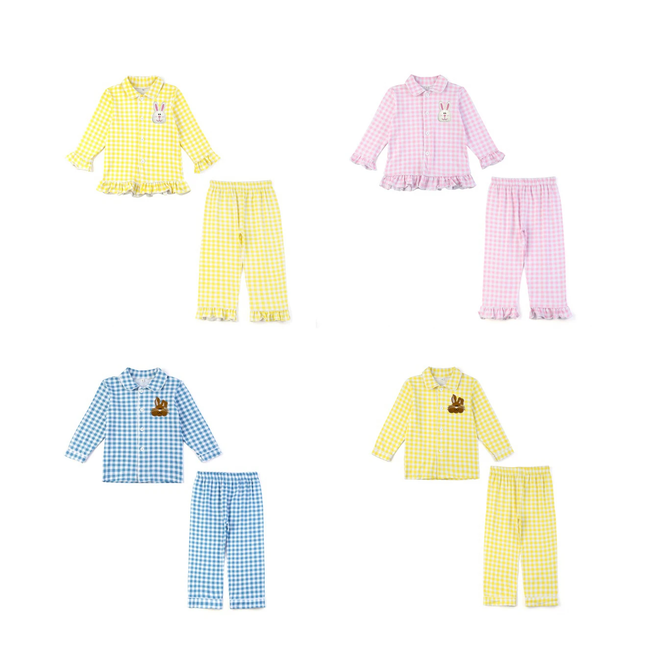 Ruffkids Cotton Easter Plaid Boys Girls Sibling Matching Pjs Baby Clothes Pijama Sleepwear Cute Kids Pajamas Sets