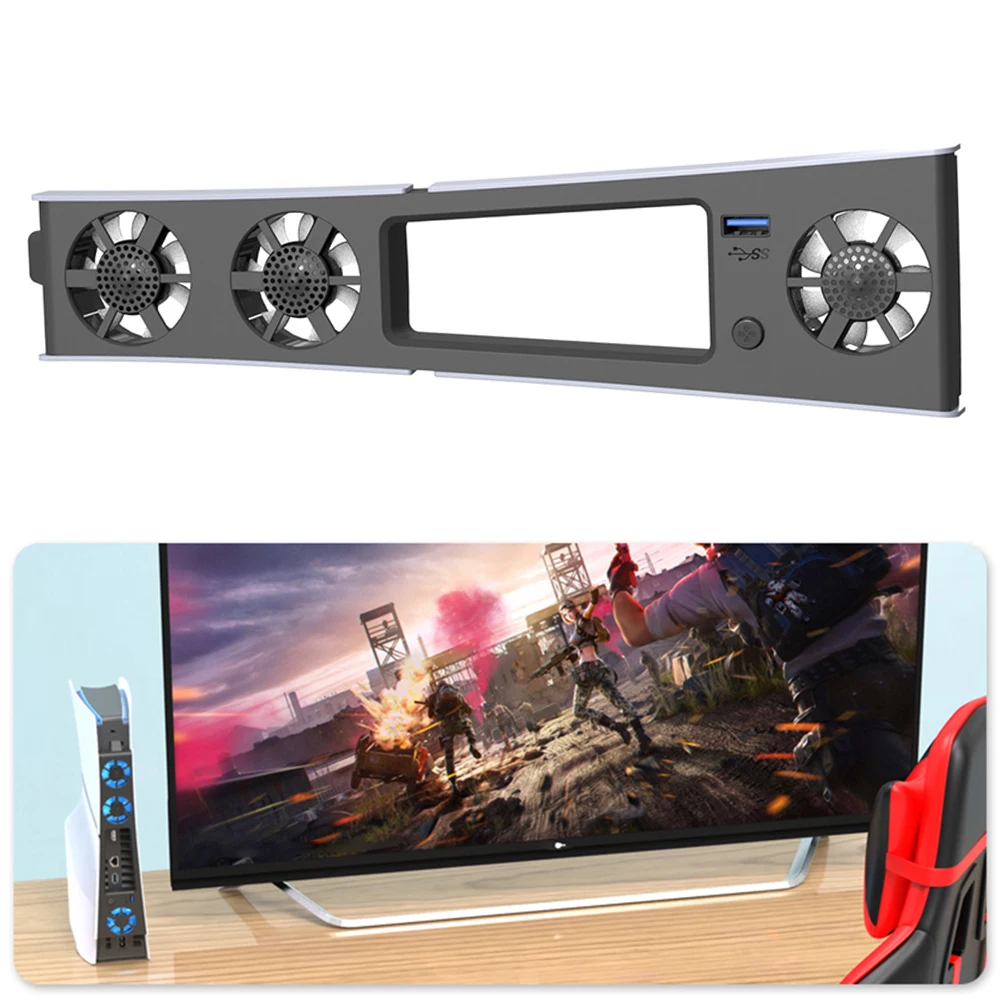 PS5 슬림 콘솔용 저소음 쿨러 선풍기, 속도 조절 가능, 향상된 냉각 선풍기, LED 조명, 효율적인 냉각 시스템