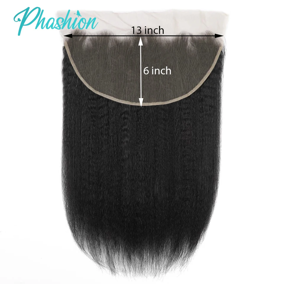 Phashion 26 28 Inch Kinky Straight 2x6 Deep Parting Kim K Lace Closure 13x6 Lace Frontal Only Human Hair Transparent Remy Hair 4