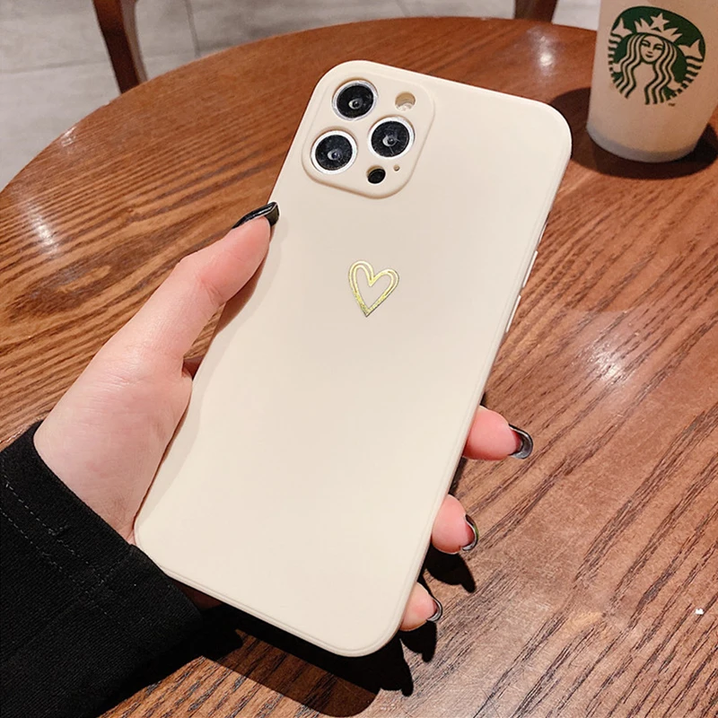 Cases For iPhone 13 12 Pro Max Mini 11 Pro Max X XR XS Max SE 2020 6 6S 7 8 Plus Love Heart Line Soft Silicone Cover Funda wallet cases