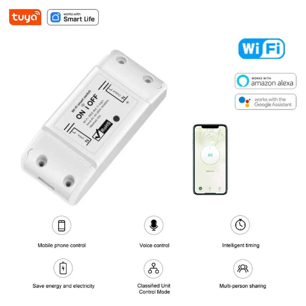 DIY WiFi Smart Light Switch Universal Breaker Timer Wireless Remote Control Works with Alexa Google Home Smart Home