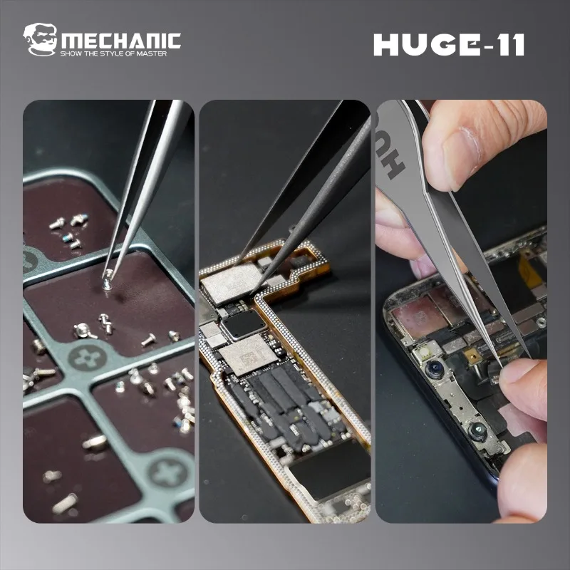 MECHNAIC HUGE-11 고경도 와이드 바디 핀셋 휴대폰 수리용 PCB 칩 나사 클램핑 도구용 부식 방지