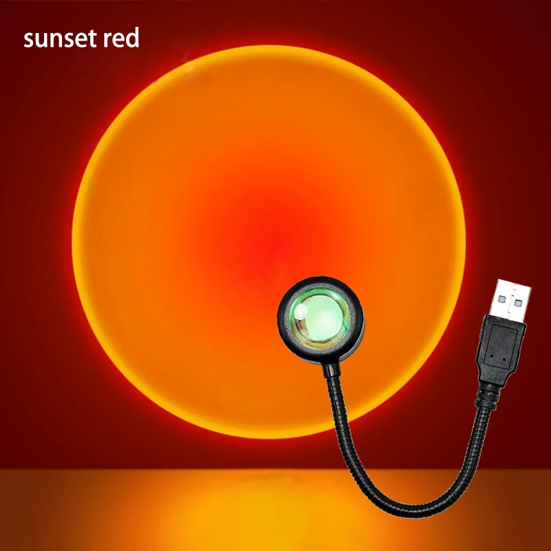 USB Sunset Lamp 7 Colors Night Light Projector Atmosphere Home Decoration Photography Lighting Coffee Shop Wall For Tik Tok Live cat night light Night Lights