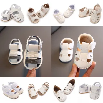 Sandali per neonati Sandali bianchi per bambini Suola in gomma antiscivolo Sandali da spiaggia per bambini Culla Primo camminatore Scarpe estive per bambini 1