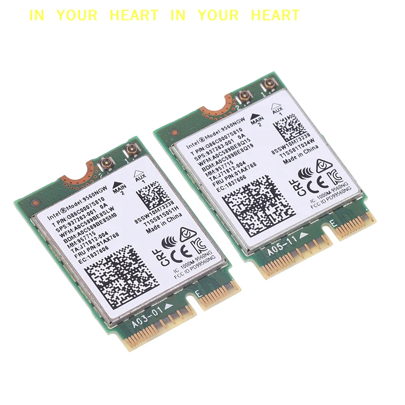 【X】9560NGW WiFi 카드+안테나 1733Mbps 무선 AC 9560 듀얼 밴드 2.4G/5G BT 5.0 802.11Ac M.2 CNVI 9560NGW 무선 어댑터