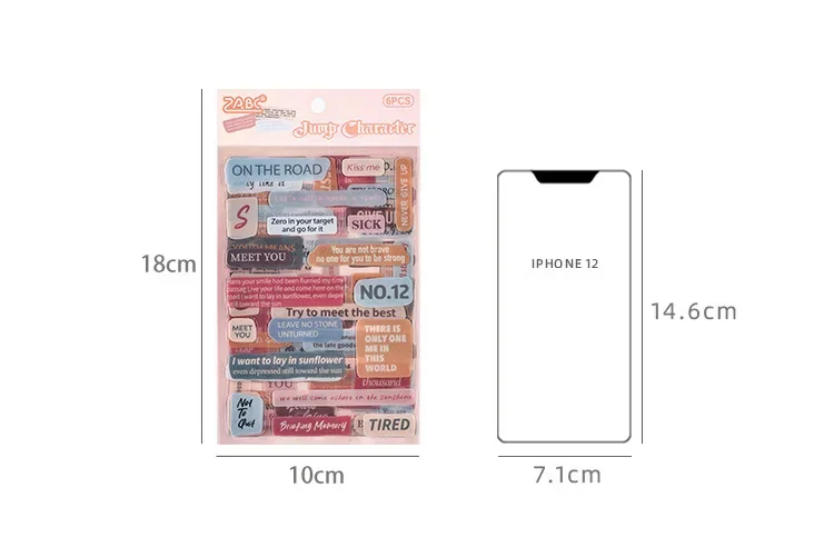 JIANWU 6 Sheets Heart Language Breif Notes Series Vintage Text Material Collage PET Sticker Creative DIY Journal Stationery