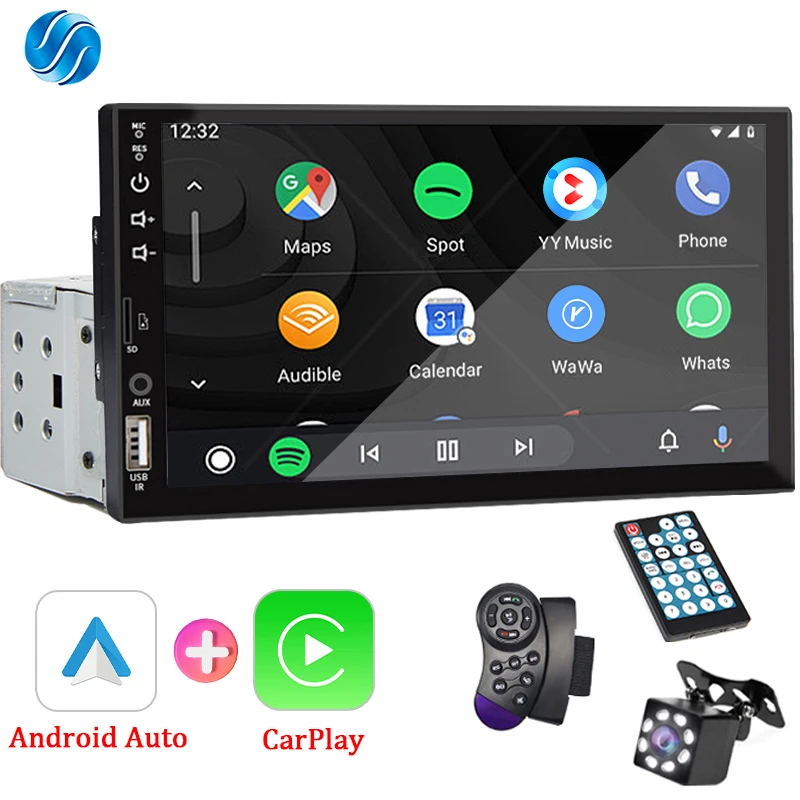 Car Multimedia Player Car Radio Player Car Radio 7&ldquo; Car Radio 1 Din Carplay Android Auto Multimedia Player HD Touch Screen FM AUX Input Bluetooth MirrorLink Universal Autoradio