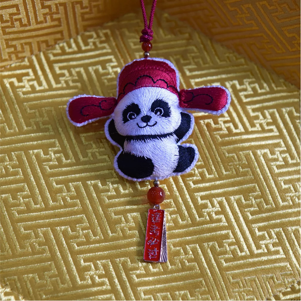 Handmade Chinese embroidery traditional Chinese sachet with tassels panda accessory