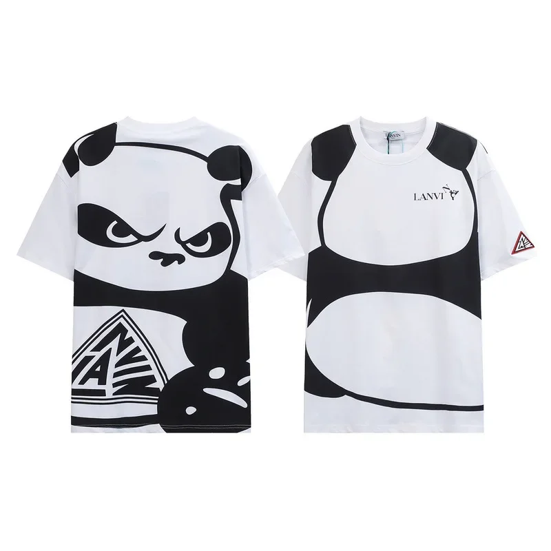 

LANVIN luxury fashion short sleeve front and rear panda print loose casual GALLERY men's and women's DEPT T-shirt