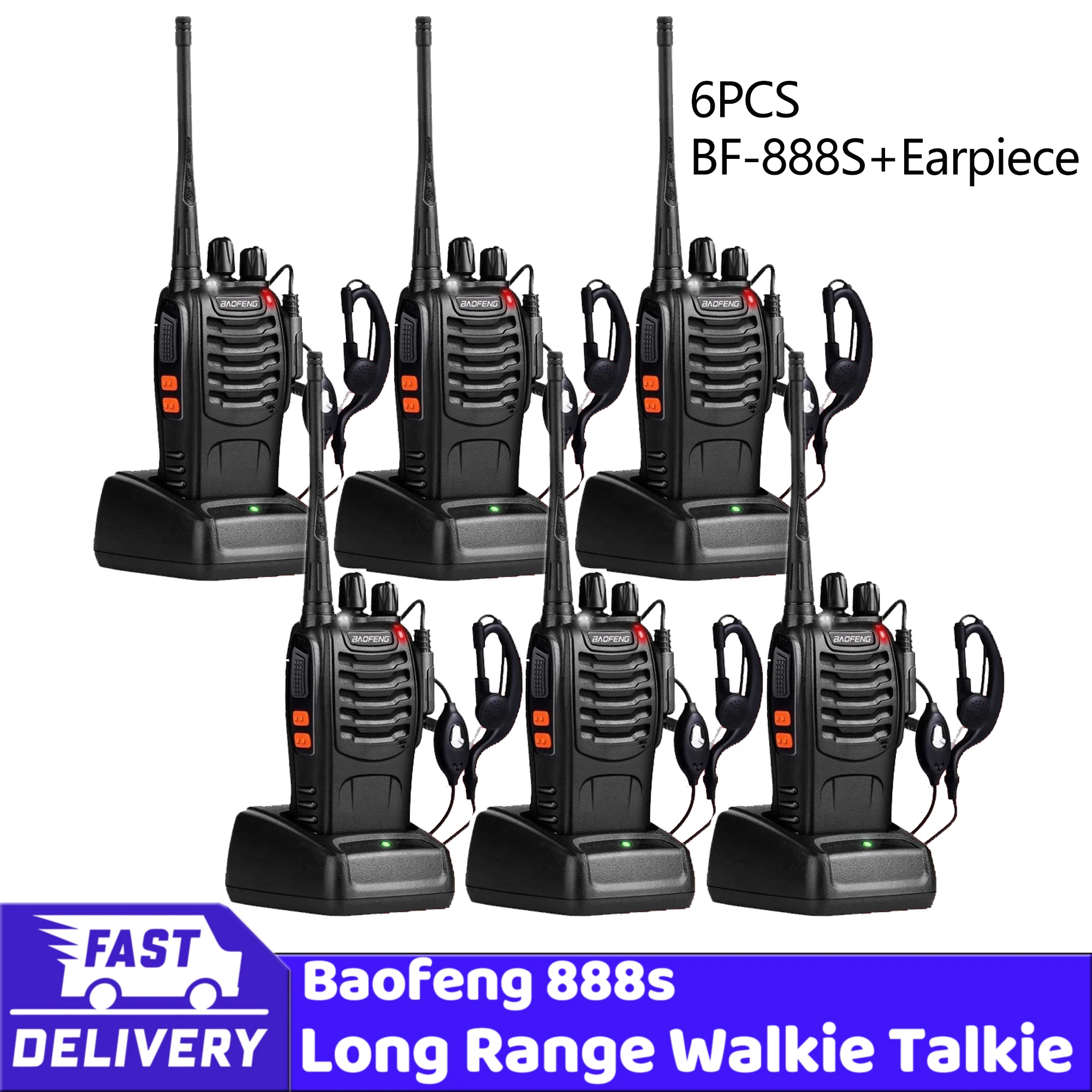 2pcs 4pcs 6pcs Baofeng BF-888S With Headphones 5km Long Range Walkie Talkiee 1