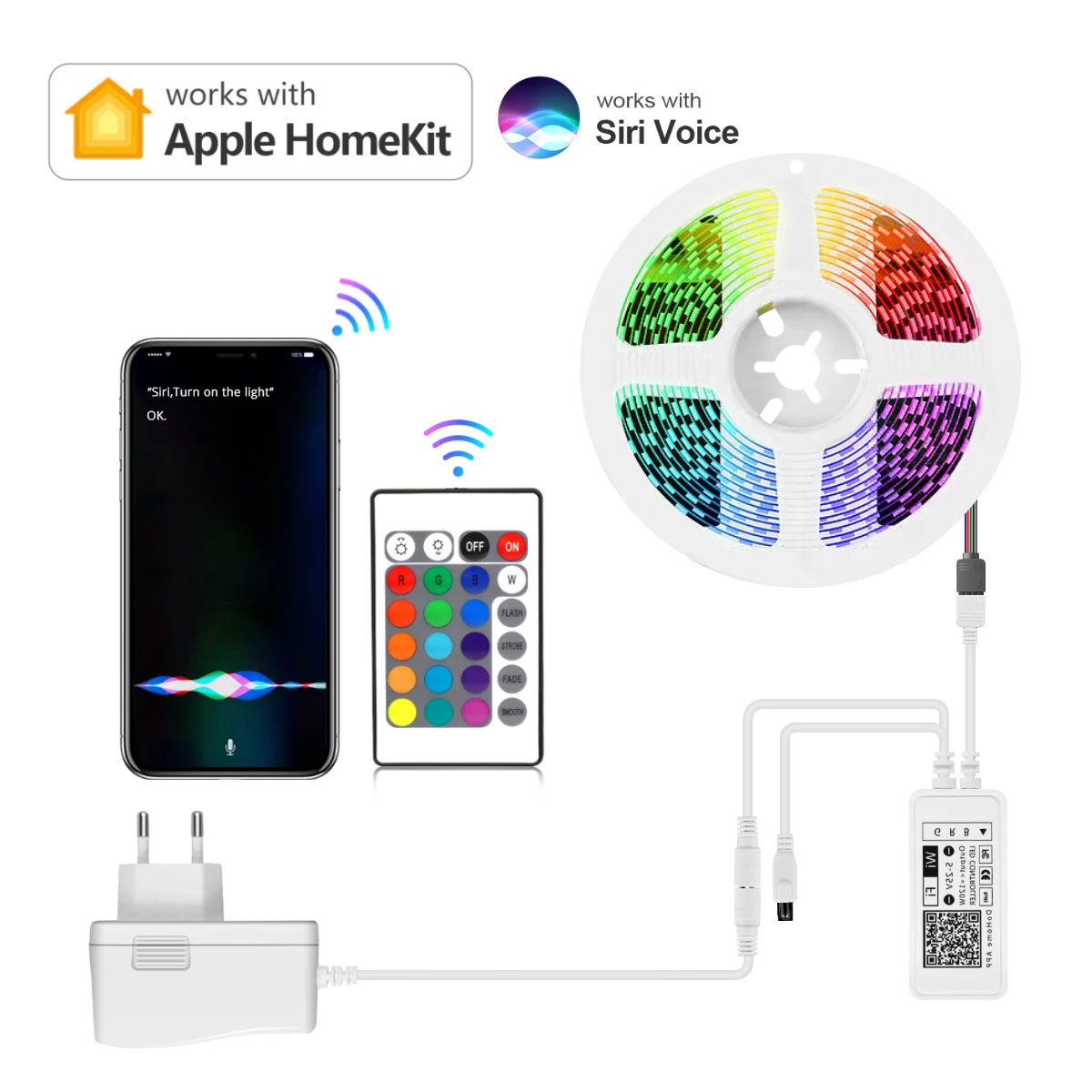 

Светодиодная ленсветильник Homekit DoHome, неоновая лампа с Wi-Fi, управление через Siri, RGB освесветильник для комнаты, работает с Apple Home