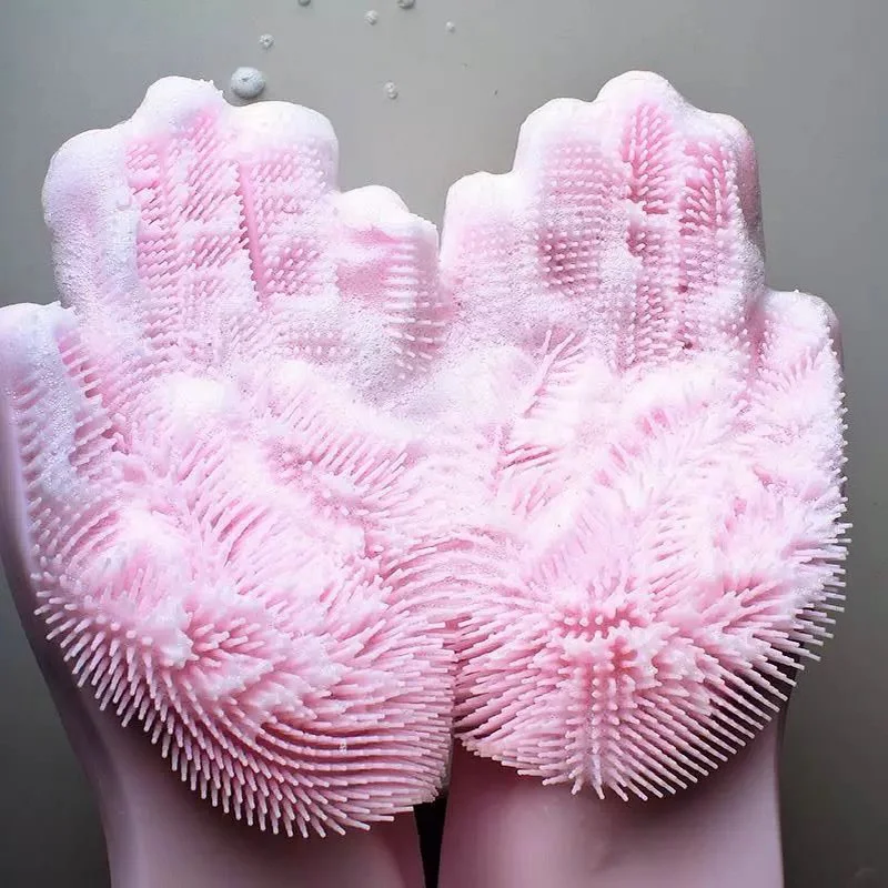 

2pcs Silicone/PVC Cleaning Gloves Multifunction Silicone Dish Washing Gloves For Kitchen Household Silicone Washing