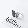 WYEAIIR 925 Sterling Silver Retro Hollow Butterfly Creativity Literature Resizable Opening Ring For Women Luxury Jewelry 4