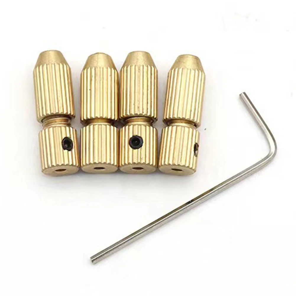 2pcs/set Brass Collet Drill Chucks 2.0mm Shaft Hole Brass Motor Shaft Clamp For Electric Motor Shaft Drill Bit Tool Chuck Adapte 2pcs set mini 0 3 4mm jto drill collet chuck with 1 4 chuck inner hole diameter and hexagon key wrench for diy electric drills