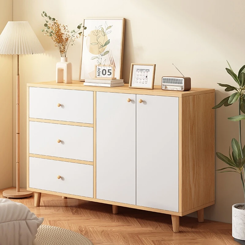 

Minimalist Wooden Cabinet Yellow Handles Simple Storage Cabinets Premium Drawers Vetrinette Da Esposizione Office Furniture