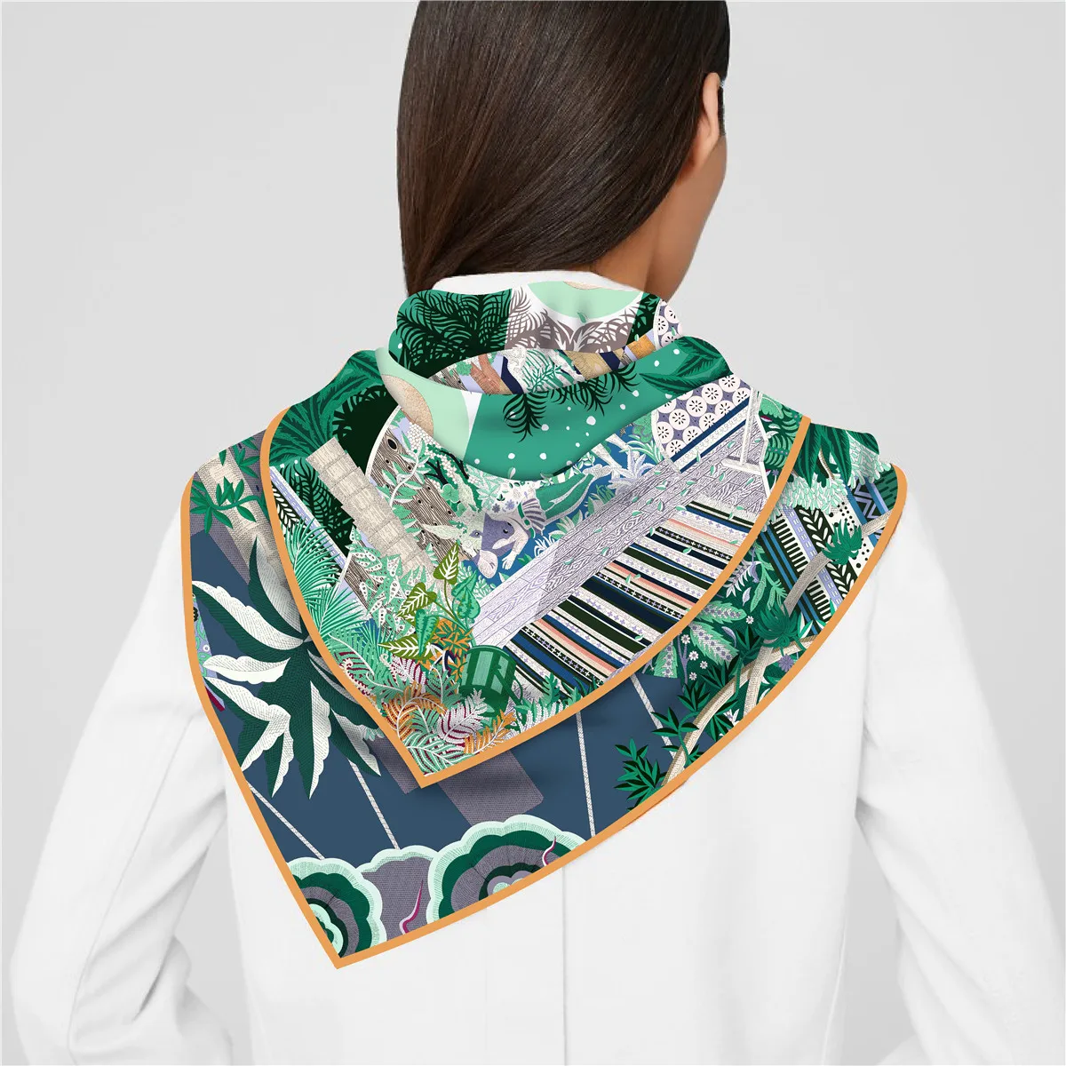 90cm Marke quadratischen Schal Frauen Mode Twill 100% Seide Schal Schal Hijab Luxus Bandana Foulard Halstuch Sonne Lächeln Gesicht Schal – Detail 17