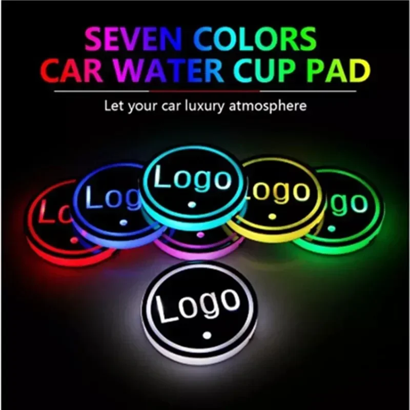 7 다채로운 USB 자동차 로고 LED 분위기 조명 컵, 빛나는 코스터 거치대, Changan Uni-k CX70 CS55 CS35 필터 번퍼 Alsvin용