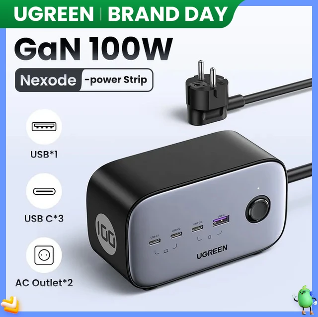 UGREEN 100W Fast GaN Desktop Charger Power Strip Charging Station Fast  Charger For Laptop Macbook iPhone