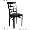 4 Pack Metal Restaurant Dining Chair Window Back Black Vinyl Seat Commercial Grade Durable Support 500 lbs Stylish Kitchen Bar 4