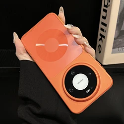 Luxury Plating Matte Magnetic Phone Case - Magsafe Compatible, Shockproof Hard Cover for Huawei Mate 60 Pro (Orange)
