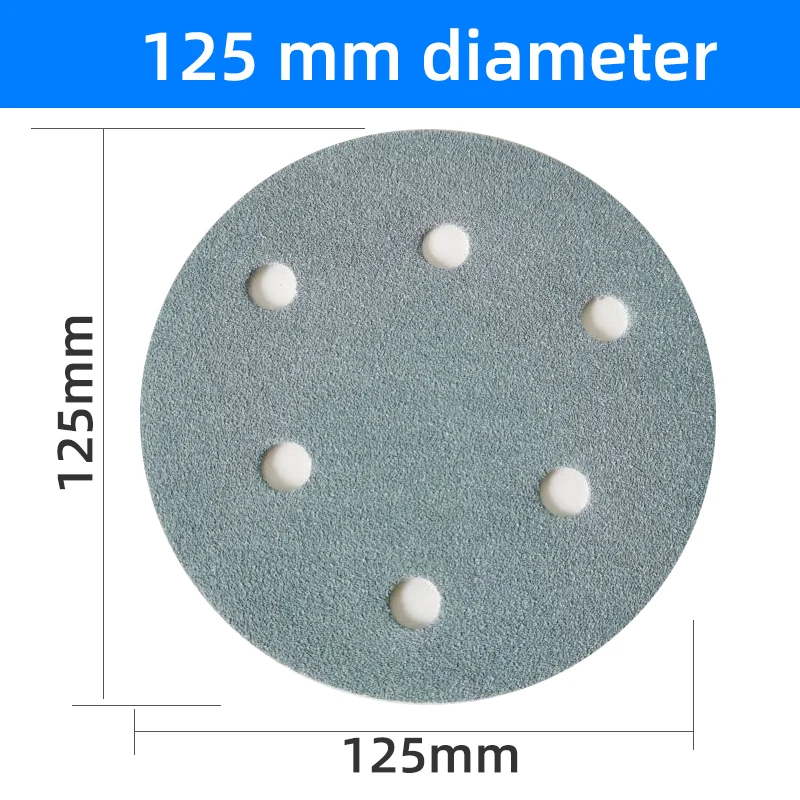 

ATPRO-Dry Sanding Paper Discs Hook & Loop Sanding Pad 5 Inch 6 Holes Grain 80-400 Light Blue