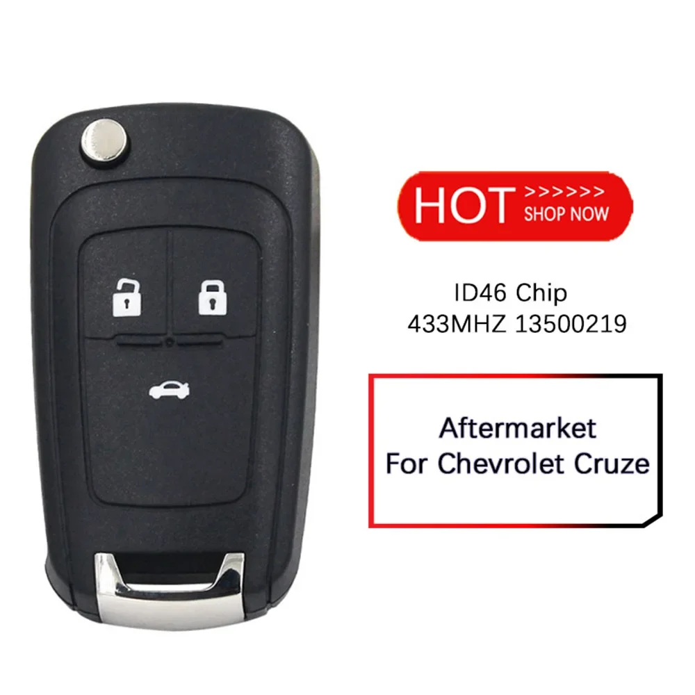 

3 Button 433MHZ Remote Control Key For Chevrolet Cruze Flip Key ID46 Chip