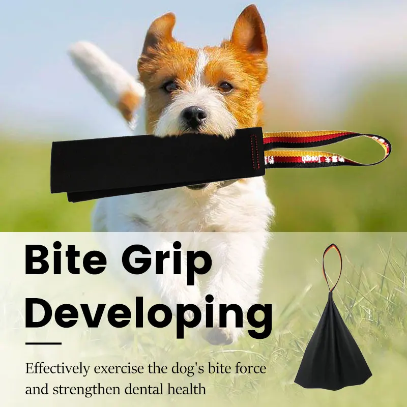 Pet Dog Bite Tug Chew Toys w/ Whip Handle Training Builder Bite