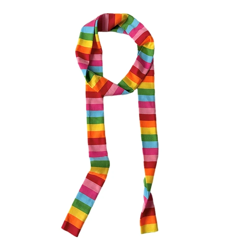 

Fashion Rainbow Striped Scarf Walking Neck Scarf Adult Outdoor Shopping Neckwear