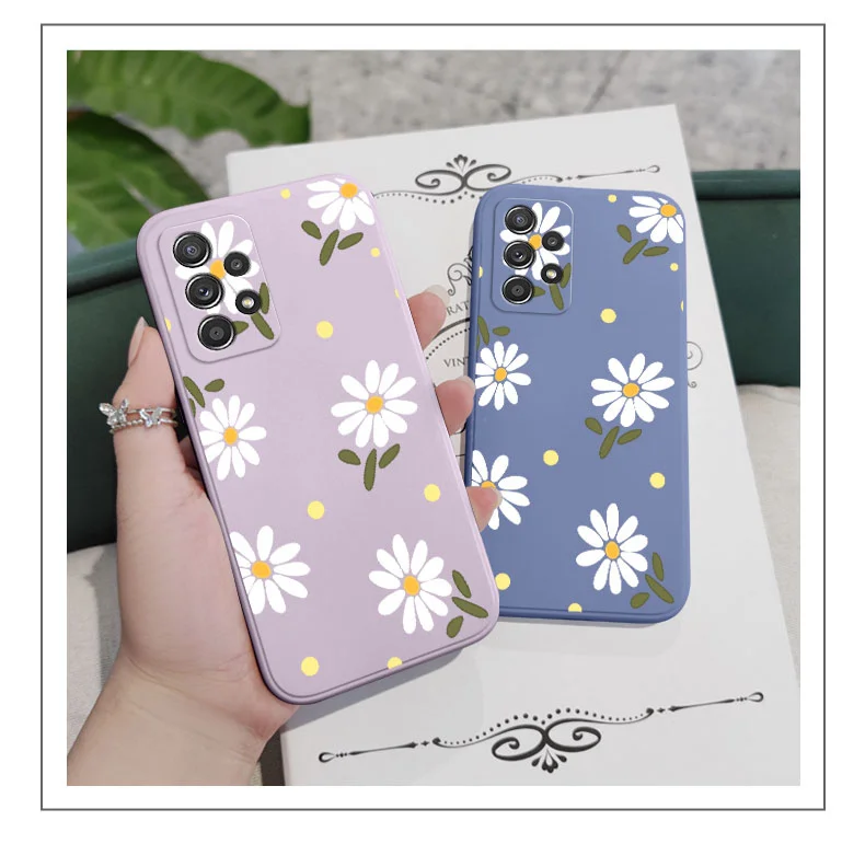 kawaii phone case samsung Chrysanthemum Case For Samsung A73 A72 A71 A23 A52 A52S A51 A42 A41 A32 A22 A21S A12 A02S A02 4G 5G  A53 A33 A13 A03S A03 Cover kawaii phone cases samsung