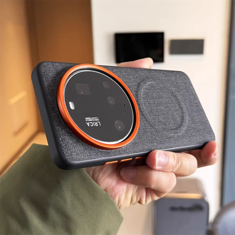 Luxury Magnetic Cloth Texture PU Leather Shell Case - Wireless Charging Shockproof Cover