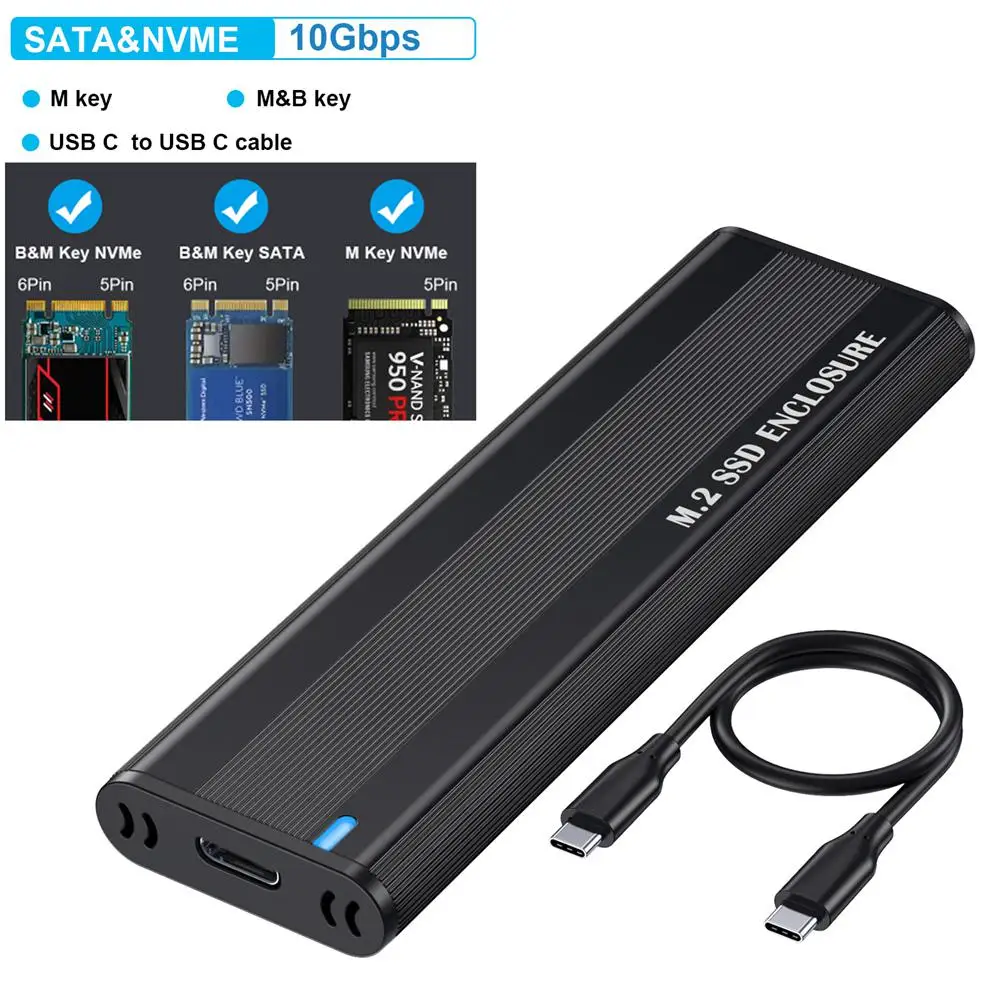 NVME SATA 듀얼 프로토콜 3.1 SSD 어댑터, NVME PCIE NGFF SATA SSD 디스크 박스, M.2 SSD 케이스, 10Gbps M2