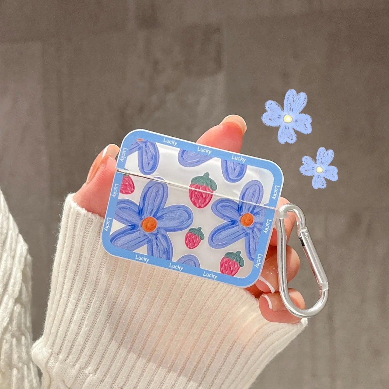 INS Blue Flower Earphone Case for AirPods