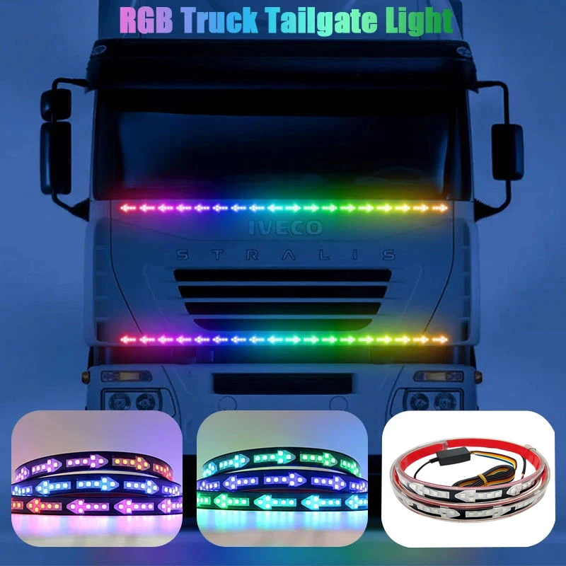 

RGB Truck Tailgate Lights LED Decorative Taillights Strip Backlights Car Driving Brake Warning Lamp For Pickup Van Jeep RV SUV