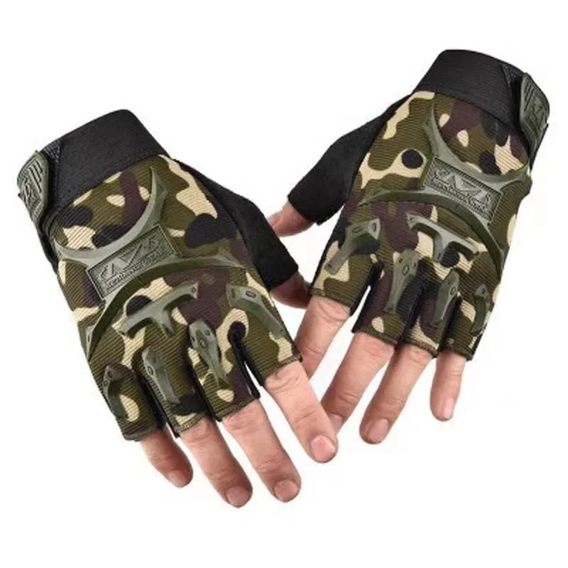 1Pair Kids Fingerless Gloves Camo Anti-Skid Mittens Half Finger Boys Girls Children Outdoor Sport Cycling