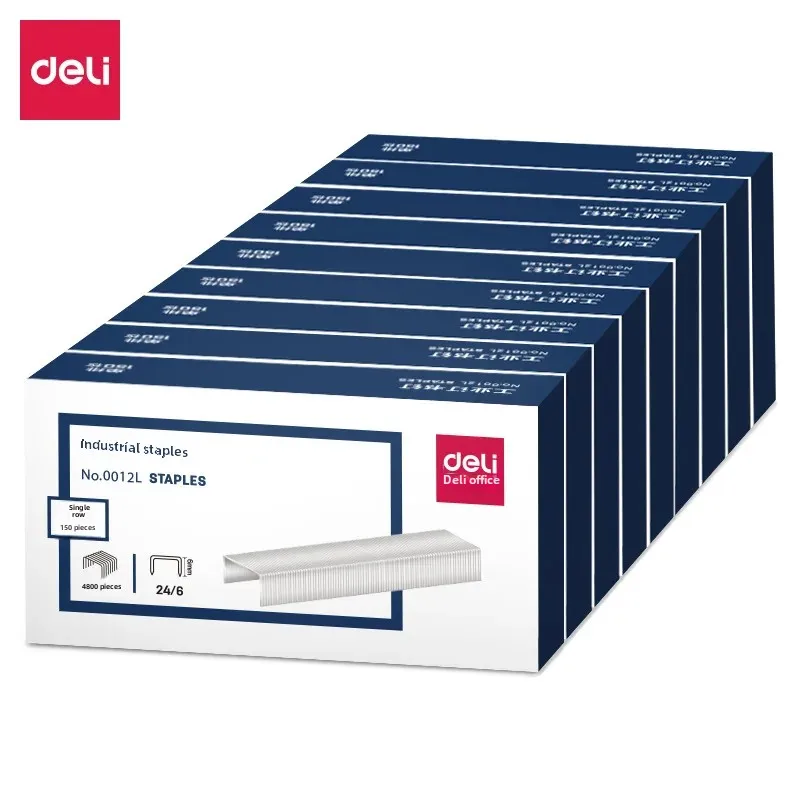 Deli High Strength Long Row Industrial Stapler Office Staple Nail Single Box Silver0012L Factory Direct Supply