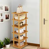 Multifunctional 6 Layers Shoes Rack Bamboo Shoe Cabinets Stackable Stand Shoes Storage Shelf Organizer For Entryway Livingroom 6