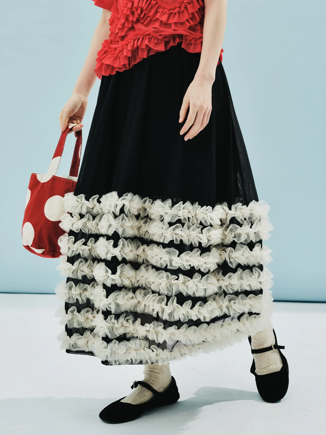 Elastic Waist Lace Splicing Mesh Skirt for Women 244619 women pants