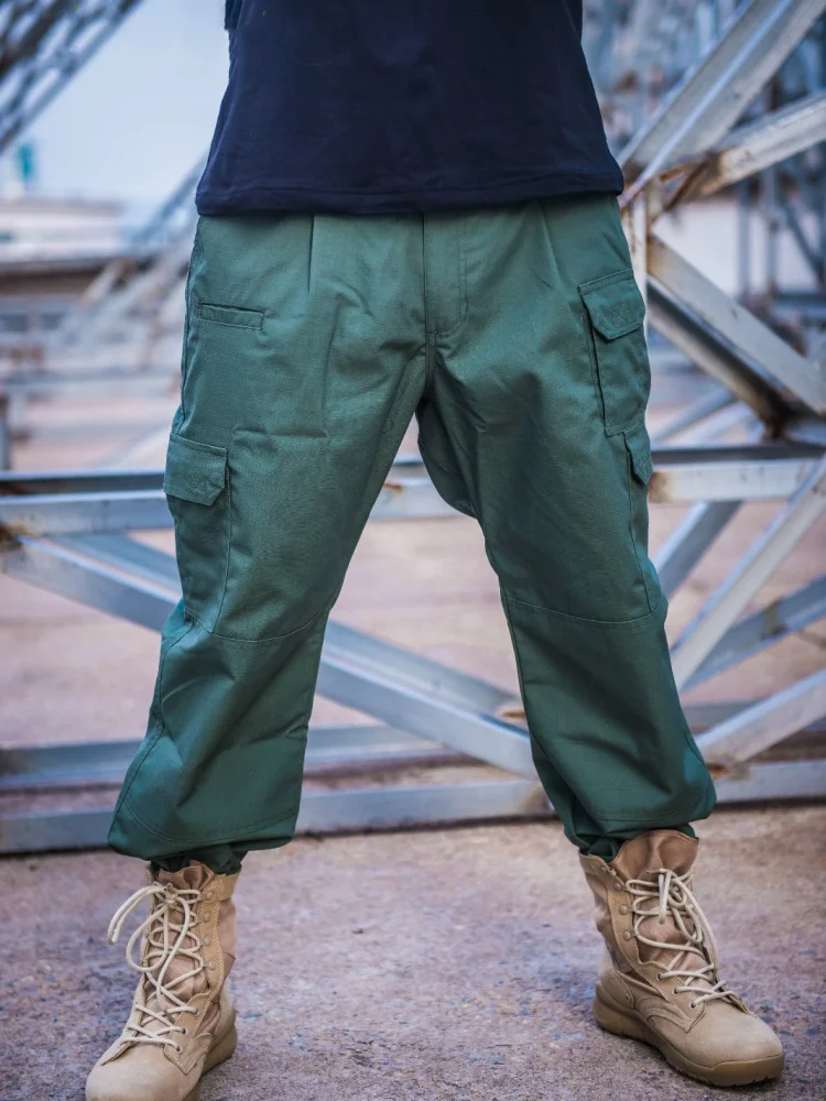 Multi-pocket Tactical Cargo Pants Outdoor Climbing Hiking Pant Men Casual Loose Straight Plaid Cloth Work Wear Military Trousers
