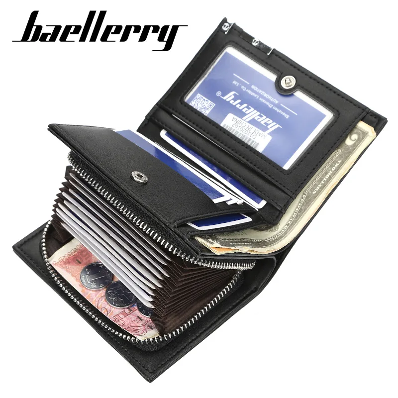 Fashionable Short Men's Wallet Leisure Accordion Card Case Big Zip Money Clip