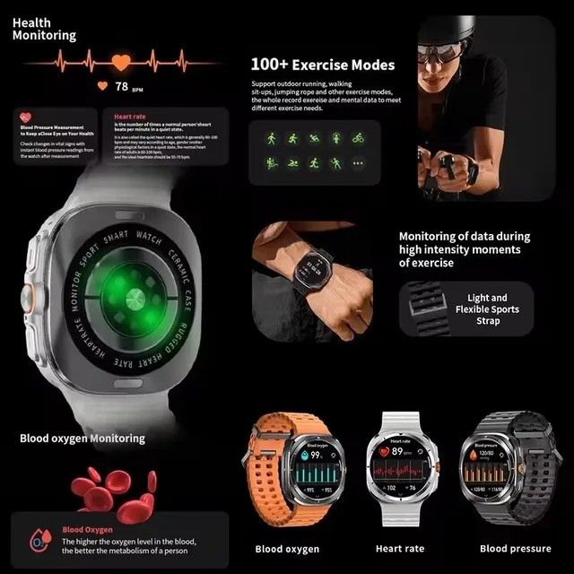 Для Samsung Galaxy Watch 7 Ultra Смарт-часы Мужские 32 ГБ Памяти NFC Bluetooth Вызов IP68 Водонепроницаемые спортивные часы на открытом воздухе Новые обновленные 5